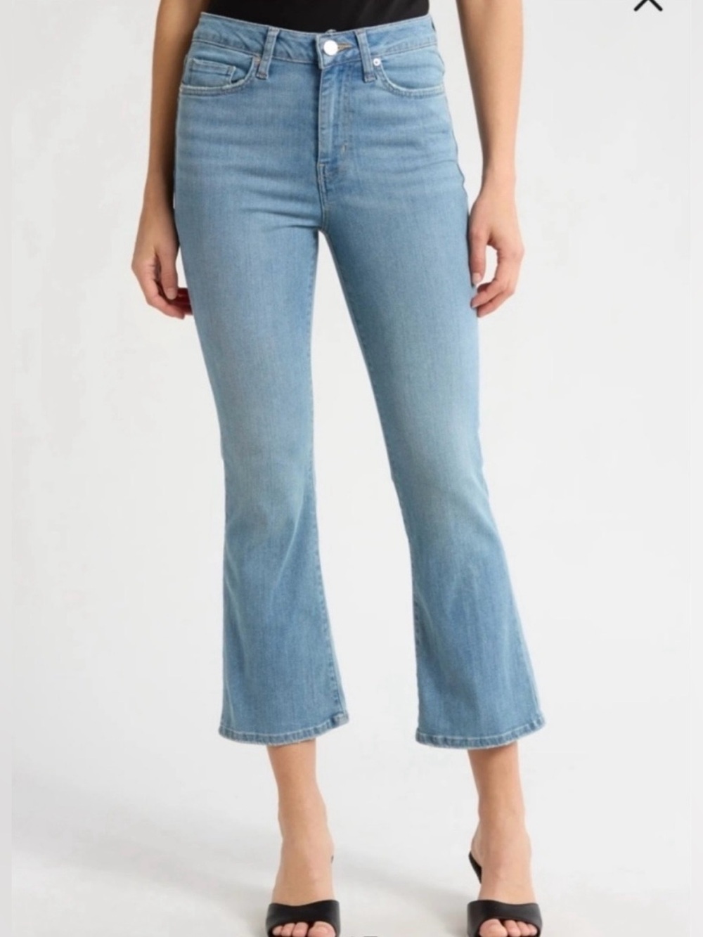 Frame Denim Le Crop Mini Boot in Integrity Wide Leg Jeans Ankle Stretch Blue
